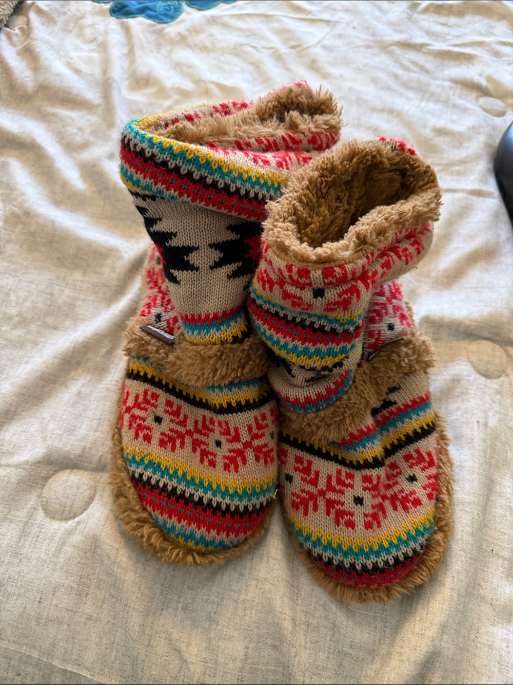 Muk Luks Multicolor Fair Isle Plush Lined Slipper Boots